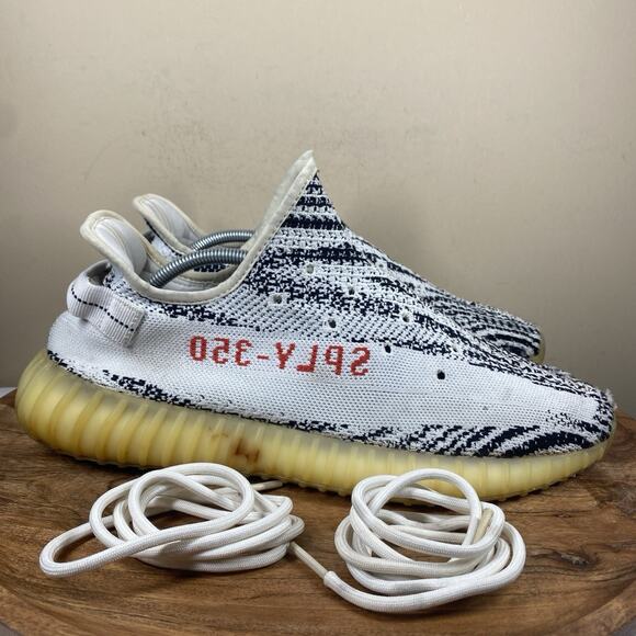 Adidas Yeezy Boost 350 V2 Low Zebra Mens Black And White Size 13 Shoes CP9654 - Picture 2 of 11